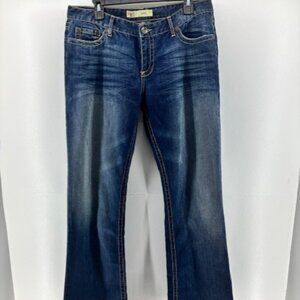 Buckle BKE Denim Jeans Kate Stretch Bootcut Whiskers 32x35.5 Medium Dark Wash